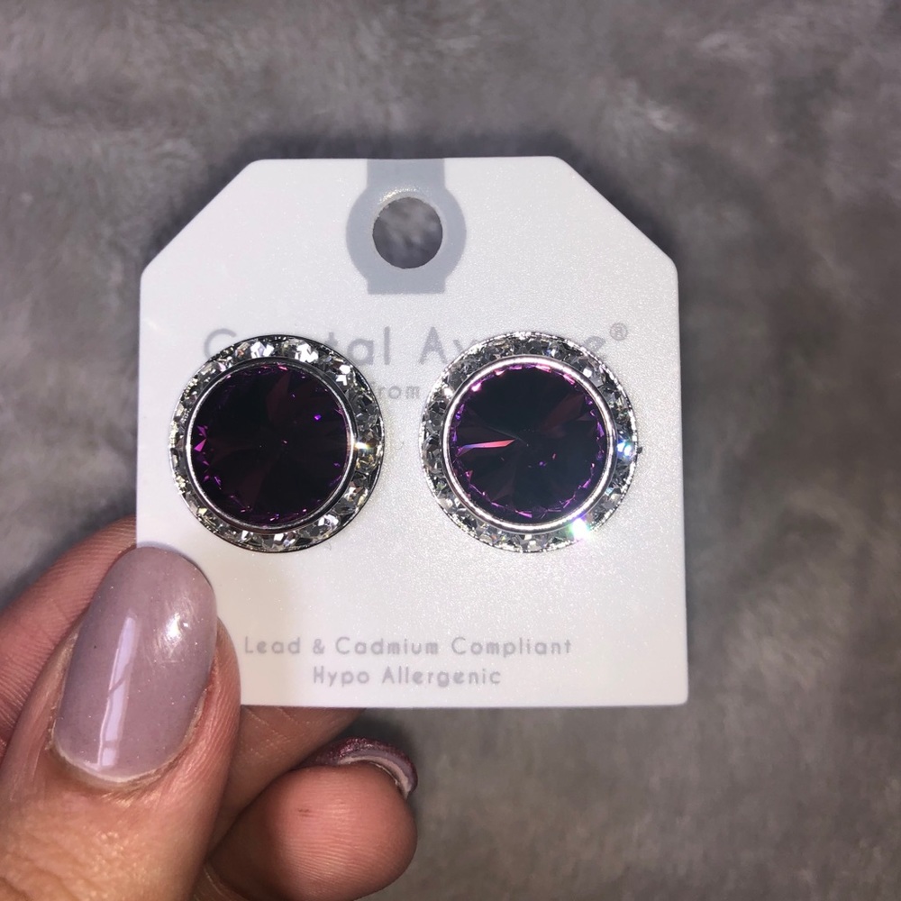 Purple topaz rhinestone earrings